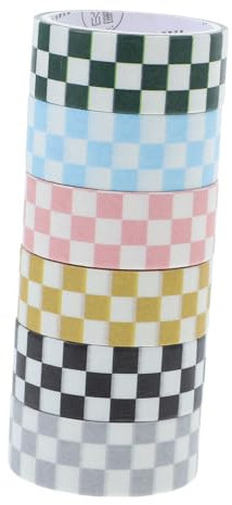 KALLORY 6 Rollen kariertes Band dekoratives Abdeckband Klebeband zum Basteln Schreibwaren the washi tape schuler papierklebeband selber machen dekorative Klebebänder Japanisches Papier