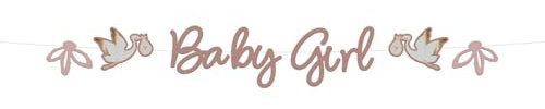 Folat 24999 Shower Deko, Babyparty, Rosa, WeißBuchstabengirlande Blooming Baby Girl-2 Meter
