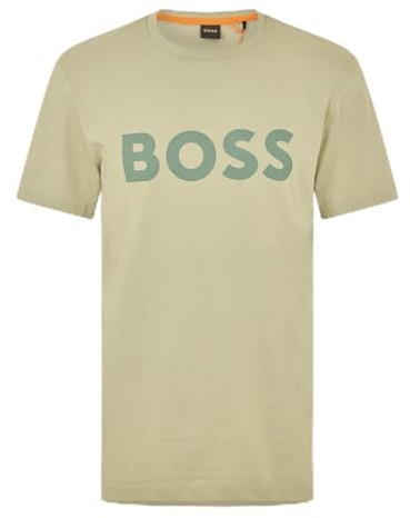 BOSS Mens Thinking 1 T-Shirt Signature Logo Short Sleeve Open Green 3XL