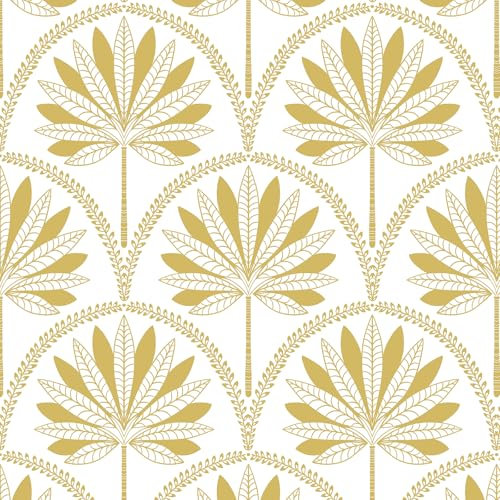 CiCiwind Selbstklebend Tapete Weiß Gold Blumen Tapeten 44CM×3M Wasserdicht Klebefolie Vinyl Möbelfolie Selbstklebend Vintage Blätter Wandverkleidung Verdicken Klebetapete für Wand Möbel