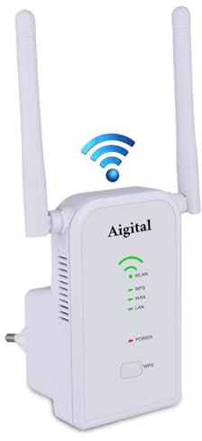 WLAN Verstärker,300Mbit/s WLAN Repeater, Universal Range Extender,WiFi Booster großer Reichweite mit 2 Antenne und LAN-Anschluss, WPS 1-Tippen Einrichten,AP Modus, Kompatibel zu Allen Router