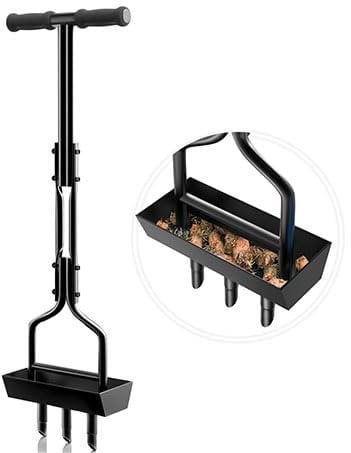 Aerificatore per Prato, Ventilatore Manuale per Prato, Scarificatore Prato, Strumento di Ventilazione con Strumento di Pulizia e Telaio in Metallo per la Raccolta, per Prato o Cortile, Maniglia Nera