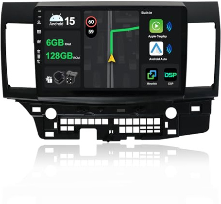 [6G+128G] IPS 10.1 Android 16 Autoradio Für Mitsubishi Lancer 2008-2016 mit navi Octa Core-[Eingebauter CarPlay/Android Auto/DSP/Mirror Link/GPS Navi/360 Camera/Bluetooth 5.0/WiFi/USB