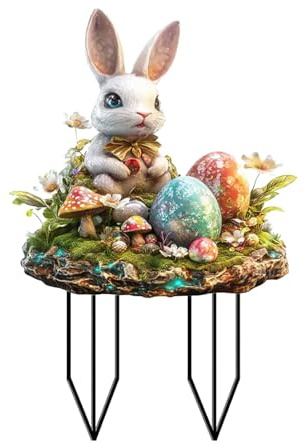 Gartenstecker Osterdeko Ostern Garten Hasen Deko, Osterstecker Gartendeko, Osterdeko Outdoor für Draußen Frühling, Osterhase Außen Gartenschilder Osterdekoration Osterhasen Frühlingsdeko Groß (LEA)