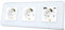 TAWOIA Schuko Steckdose, EU-Standard 3 Fach Steckdosen Mit 20W(MAX 4A) USB Schnelllade Schnittstelle Mit 2,5D Curved Glas Platte, Wandsteckdosen Weiß 86 * 228mm