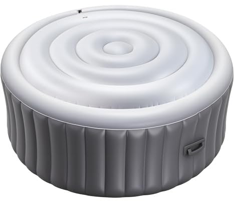 VEVOR Couvercle Gonflable Rond pour Spa 137 cm, Housse de Protection pour Spa Résistante aux Intempéries et à l'eau, Couverture Thermique en PVC, Installation Facile, pour Extérieur Jardin, Blanc