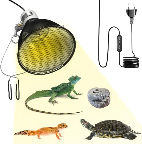HOVCEH Wärmelampe Terrarium Reptilien, Terrarium Lampe mit Lampenschirm, 5.5 Zoll Aluminium Reflektorlampe Terrarium Lampenfassung E27, UVA/UVB Wärmelampe Schildkröten für Terrarien, Aquarien