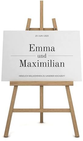 Willkommensschild personalisiert auf Leinwand (60cm x 40cm) Eingang Deko mit Namen und Datum I Türschild Willkommen | Hochzeit, Taufe, Geburtstag (Leinwand Minimalistisch, 60cm x 40cm)