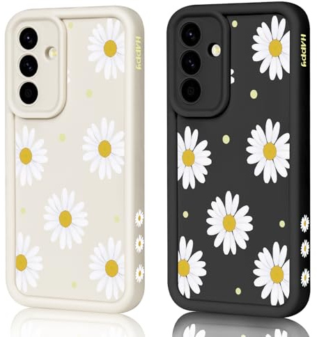HuyxyTec 2 Stück Handyhülle für Samsung Galaxy A17 Hülle Aesthetic Gänseblümchen Blumen mit Muster Matte Case Frauen Mädchen, Weich TPU Schutzhülle Stoßfest Bumper Case für Galaxy A17, 02