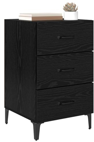 vidaXL Bedside Cabinet Black Oak 40 x 40.5 x 66 cm Engineered Wood
