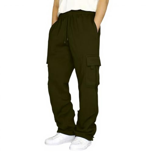 Generisch Herren Cargo Hose Rot Freizeithose mit Taschen Atmungsaktive Baumwolle Bequeme Passform Perfekt für Alltag und Sport M-3XL