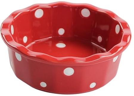 Zanthicia Charming Polka Dot Cat Bowls Large Capacity Feeding Bowl For Pets Water Accessories Suitable For Cats Dogs Puppy And Kittens Dispenser Dog Supplies Walking Camping Outdoor, Red, 14x5cm