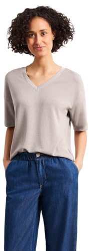 Damen T-Shirt im Strick-Look mit V-Neck