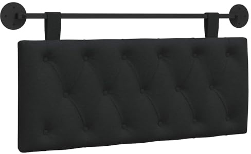 vidaXL Hängendes Kopfteil Schwarz Stoff, Moderner rechteckiger Wandkopfteilen, gehängtes gepolstertes Design, gemütliche Rückenlehne für Schlichte Schlafzimmerdekoration