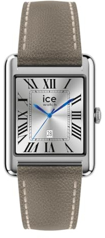 ICE-WATCH - Ice Smart TKS 2.0 Silver Grey Grain - Montre connectée Argent pour Femme avec Bracelet en Cuir - 025621 (1.41 Pouces / 32mm) - Smartwatch, Suivi des activités physiques et de la santé