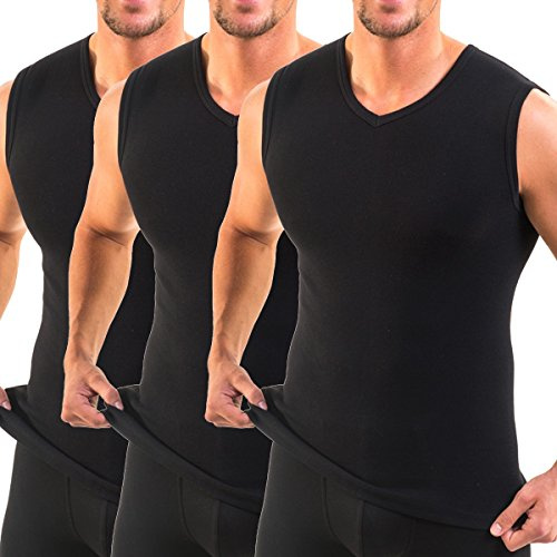 HERMKO 3050 3er Pack Herren Muskelshirt V-Ausschnitt (Weitere Farben) aus 100% Bio-Baumwolle