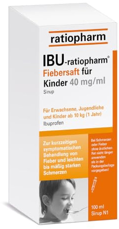 IBU-ratiopharm® Fiebersaft für Kinder 40 mg/ml, 100 ml | Immer passend dosiert gegen Schmerzen und Fieber