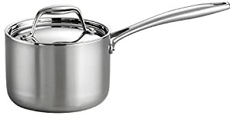 Tramontina 80116/021DS Gourmet Stainless Steel Induction-Ready Tri-Ply Clad Covered Sauce Pan, 1.5 Quart, NSF Certified, Made in Brazil