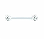 Drops Karisma Bioplast Brustwarzen Brust Piercing Mit Kristall Elements 2 x Kugel 5mm Epoxydharz-Schicht Weiss Länge 14mm