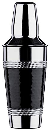 Premier Housewares Cocktail Shaker with Hammered Black Band - Stainless Steel