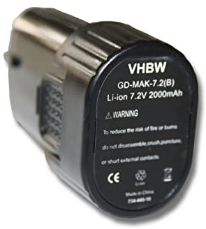 vhbw Akku kompatibel mit Makita CL072D, CL072DZ, CL072DS, CL070, CL070DS, CL070D, CL072, CL070DZ Werkzeug (2000 mAh, Li-Ion, 7,2 V)