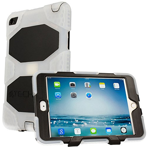 TECHGEAR Schutzhülle für iPad mini 4 - Robuste Heavy Duty Schutzhülle Design Stoßfester Überlebenszeit mit abnehmbaren Ständer Schule, Kids, Bauunternehmer Fall - Weiß