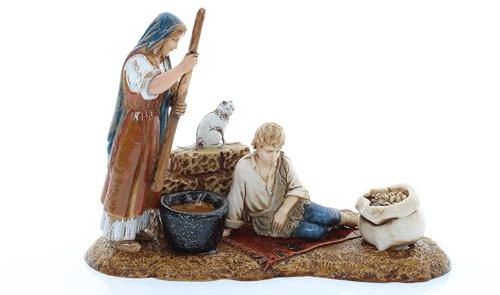 Moranduzzo Frau mit Kind auf Teppich für Krippe 10 cm Maßstab 1:20 - Unzerstörbare Krippenfiguren - Stil 700', Handbemalt, Offizielles Produkt, Hergestellt in Italien, Bildhauer M. Landi