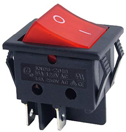 Easyricambi Interruttore bipolare Luminoso Rosso a 4 Contatti 16A 250V AC Foro per Incasso 30x22 mm
