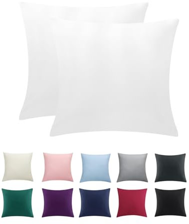 RUIKASI Kissenbezug 50 x 50 Weiß 2er Set - Oeko Tex Kopfkissenbezug 50x50 Weiss Kissen Bezug 50x50cm mit Reißverschluss aus Mikrofaser, Polsterbezug Doppelpack Set Pillow Case Pillow Cover