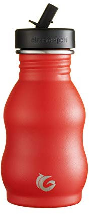 One Green Bottle – Kurvige Edelstahl-Wasserflasche, nicht isoliert, einzelne Haut, Eco-Flasche, 350 ml (Underground Red)