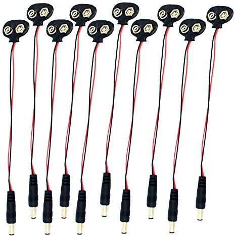10pcs T Type 9V Battery Buckle Snaps Power Cable Clip Connector 5.5 2.1mm DC Jack Plug