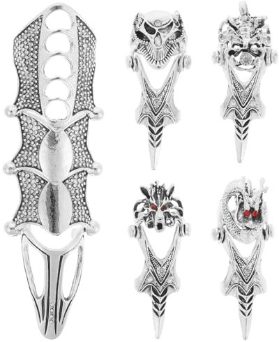 FOMIYES 5 x Halloween-Fingerring mit Totenkopf, Gothic-Knöchelring, Halloween-Vollfinger-Ring, Fingerschmuck, Geschenk, Punk-Schmuck, Dekorationen für Damen und Herren