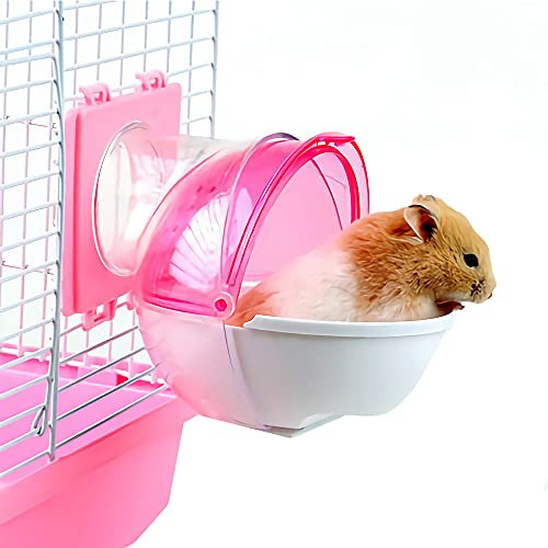 NUYYR Hamster Sand Badezimmer, Hamster Haustier Toilette, Hamster Toilette Badewanne, Abnehmbarer Kunststoff Sandbad Container für Kleintiere, Chinchilla, Hamster, Gerbil, Mäuse, 13cm, Rosa