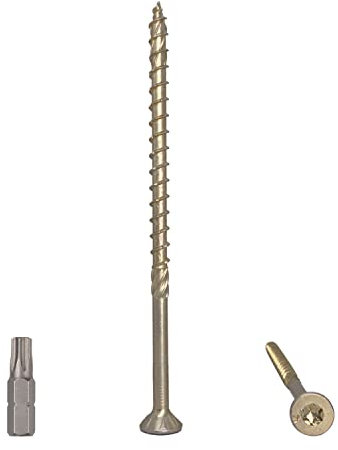 Lot de 100 vis à bois universelles en acier zingué jaune Tête Torx Tête fraisée Vis à panneaux d'aggloméré 6,0 x 120 mm