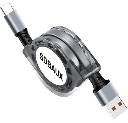 SDBAUX Cable USB C de Carga Rápida1M, QC 3.0(3A) Retráctil USB A a USB Tipo C CarPlay Cable, para Series iPhone 16/15, iPad Air/Pro, Samsung Galaxy S25, LG, PS5, Huawei, Moto, Oneplus, Switch