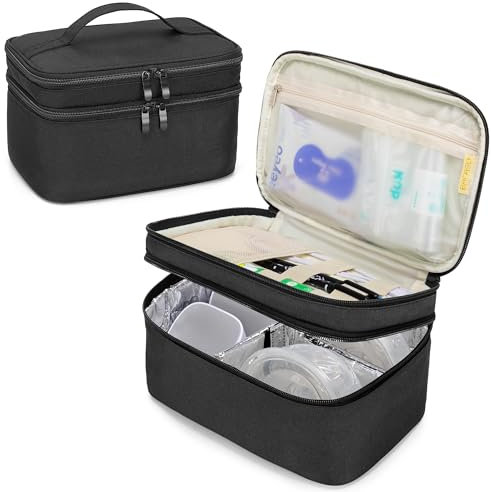 BAFASO Wearable Breast Pump Bag Compatible with Momcozy S12 Pro, Momcozy M5, Elvie Breast Pump, Carrying Case for Wearable Breast Pump and Extra Parts, Black