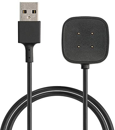 kwmobile USB Kabel Charger kompatibel mit Fitbit Versa 4 / Sense 2 / Versa 3 / Sense Ladekabel - Smart Watch Ersatzkabel - Fitnesstracker Aufladekabel in Schwarz