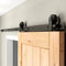 Schiebetürbeschlag 183cm Schiebetüren Schiebetürsystem Komplettset Laufschiene Rollen Set Schwarz für 1 Holztür 91cm Breit, Kleine Rolle in T-Form