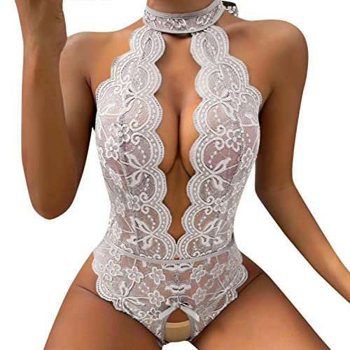 VêTements Latex Sexy Ouvert en Grande Taille Enceinte Body Hot Femme Sexy Lingerie sous-VêTement Combinaison Sexy Nuisette SM 081206-1444 Blanc Blanche M