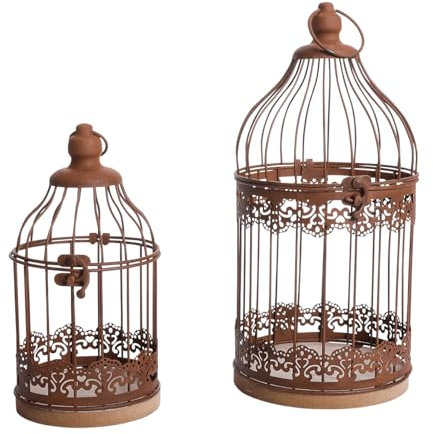 Deco Woerner Vogelkäfig-Regal Deko-Käfig Eisenkäfig Vogelkäfig Pflanzenkäfig 2 Stück braun