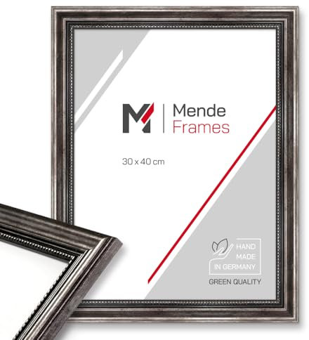 Mende Frames Bilderrahmen Antik 20x30cm I Farbe: Metall I Holzbilderrahmen I Fotorahmen I Barock Bilderrahmen Metall I Made in Germany I V450