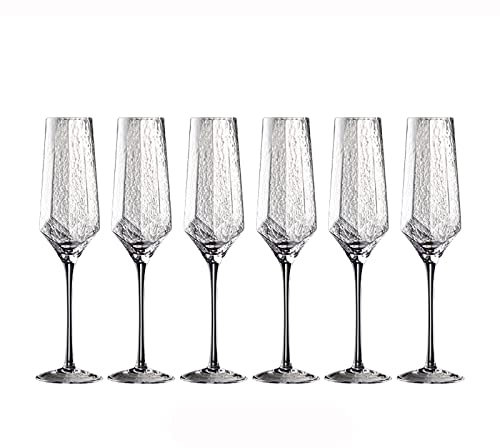 Verres à champagne 300 ml Verres à champagne Accueil Verres à vin blanc haut de gamme Lot de 6 flûtes à champagne martelées de luxe léger pour mariages, fêtes, activités quotidiennes Flûtes à champagn