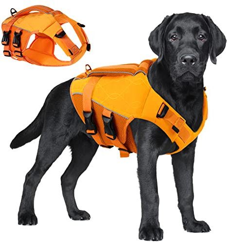 ASENKU Schwimmweste Hund Groß XL,Verstellbar & Ripstop Hundeschwimmweste,Rettungsweste für Hunde mit Griff und Reflektierend, Hunde Schwimmweste für Chihuahua,Dackel,Französische Bulldogge, Labrador