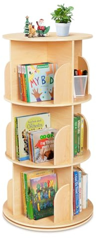 OOOK Kids Rotating Bookshelf, 3 Tier Corner Bookshelf for Small Space