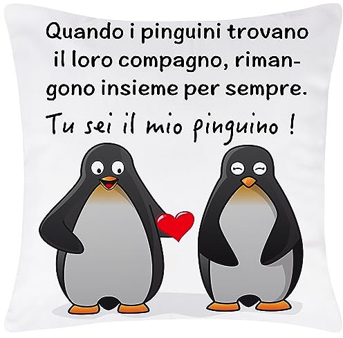 Merclix Pinguino Federe Cuscini 45x45 Regali Per Lei Regali Per Lui Compleanno Regali Di Coppia Regalo Moglie Natale Marito Regalo Anniversario Per Lui e Lei Anniversario Matrimonio San Valentino