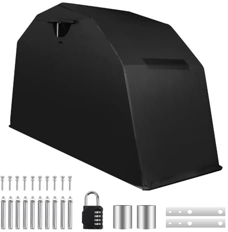 PROEZE Heavy Duty Motorcycle Shelter Storage Sheds Motorcycle Garage, 136x54 x75 Motorcycle Cover Waterproof Outdoor Motorcycle Tent with Lock