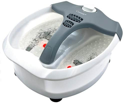 Crystals Foot Spa + Massager Bath with Electric Temperature Controller Heater, Bubbles, Soothing Vibration Massage Rollers, Infrared Lights for Tired Feet Therapeutic, 80 Watt (Foot Spa)