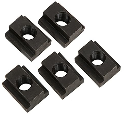 5 Stück T-Nutensteine mit Schwarzem Oxid-Finish, M12-Gewinde, Gewinde durch Schlitz-T-Nutensteine, T-Gleitmutternblock, Hammerkopf-Befestigungsmutter, T-Mutter, Passend für