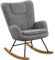 Yaheetech Silla Mecedora Relax Tapizada en Boucle Sillón Balancín con Estructura Metal y Madera de Haya Respaldo Alto Soporta 136 kg Ideal Salón Dormitorio Gris Oscuro