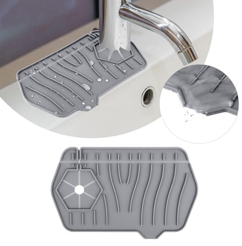 Nogeqi Spüle Splash Guard Matte, Wasserhahn-Pad-Spritzschutz, Wasserhahn Spritzschutz Silikon Abtropfmatte Wasserhahn Matte, Wasserhahn Spüle Spritzschutz, Silikon Spüle Matte für Küche.